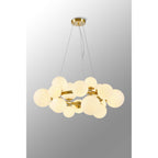 NL9320/OP9 Prague 16 Light Circular Pendant Satin Gold Opal