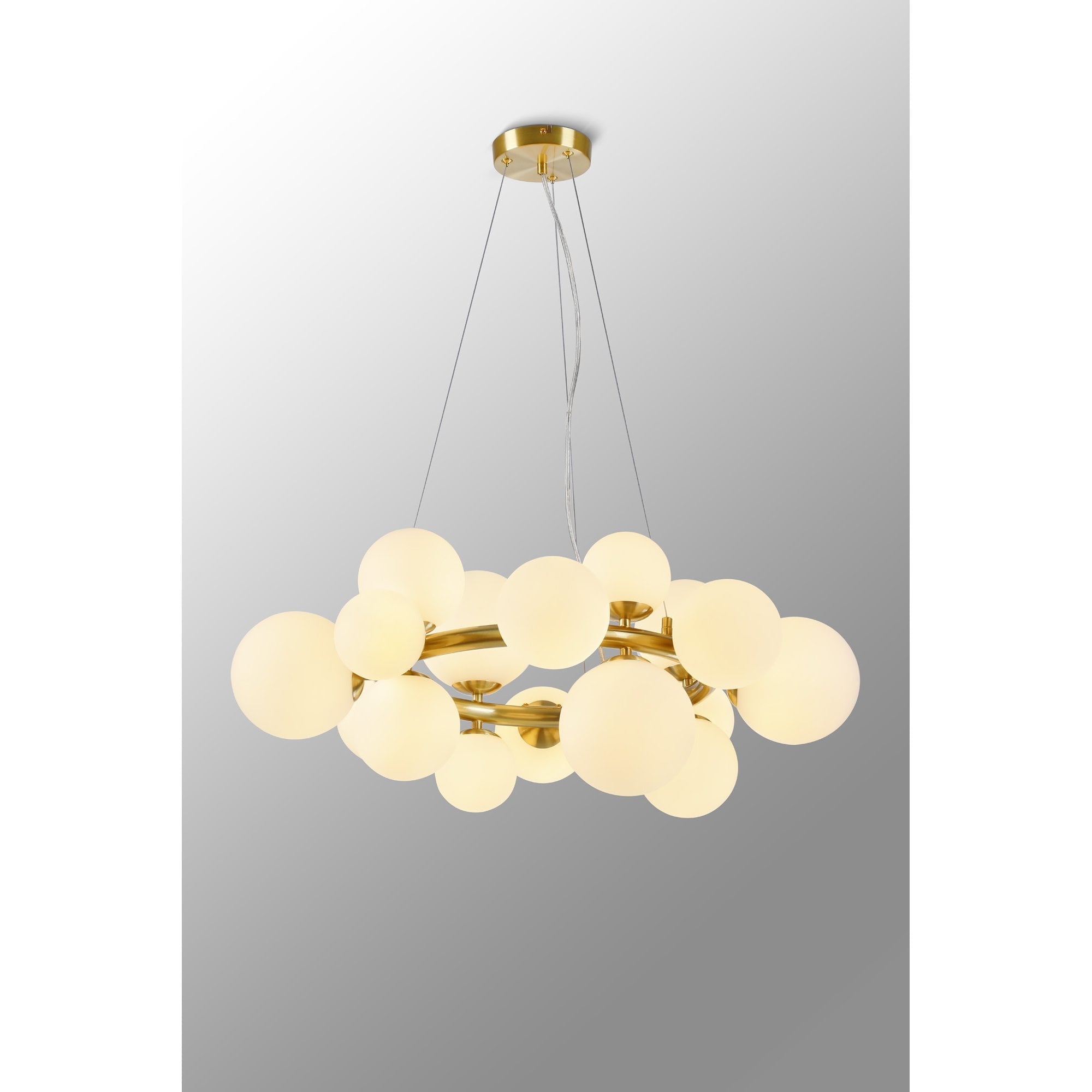 NL9320/OP9 Prague 16 Light Circular Pendant Satin Gold Opal
