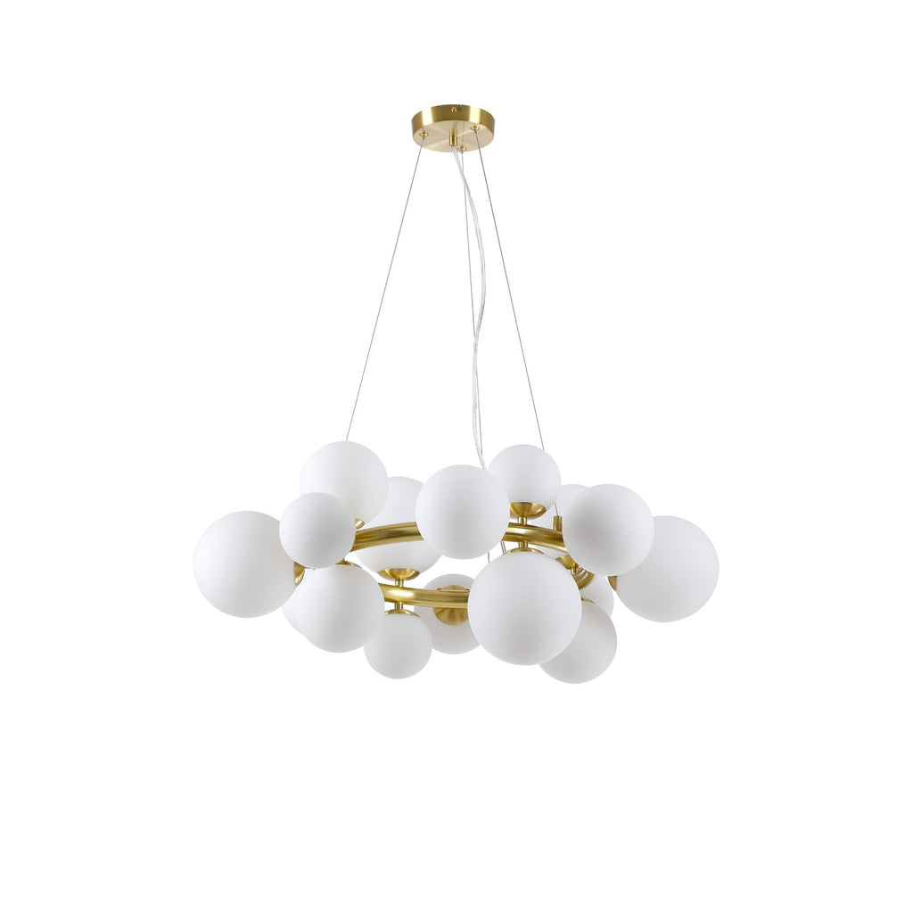 NL9320/OP9 Prague 16 Light Circular Pendant Satin Gold Opal