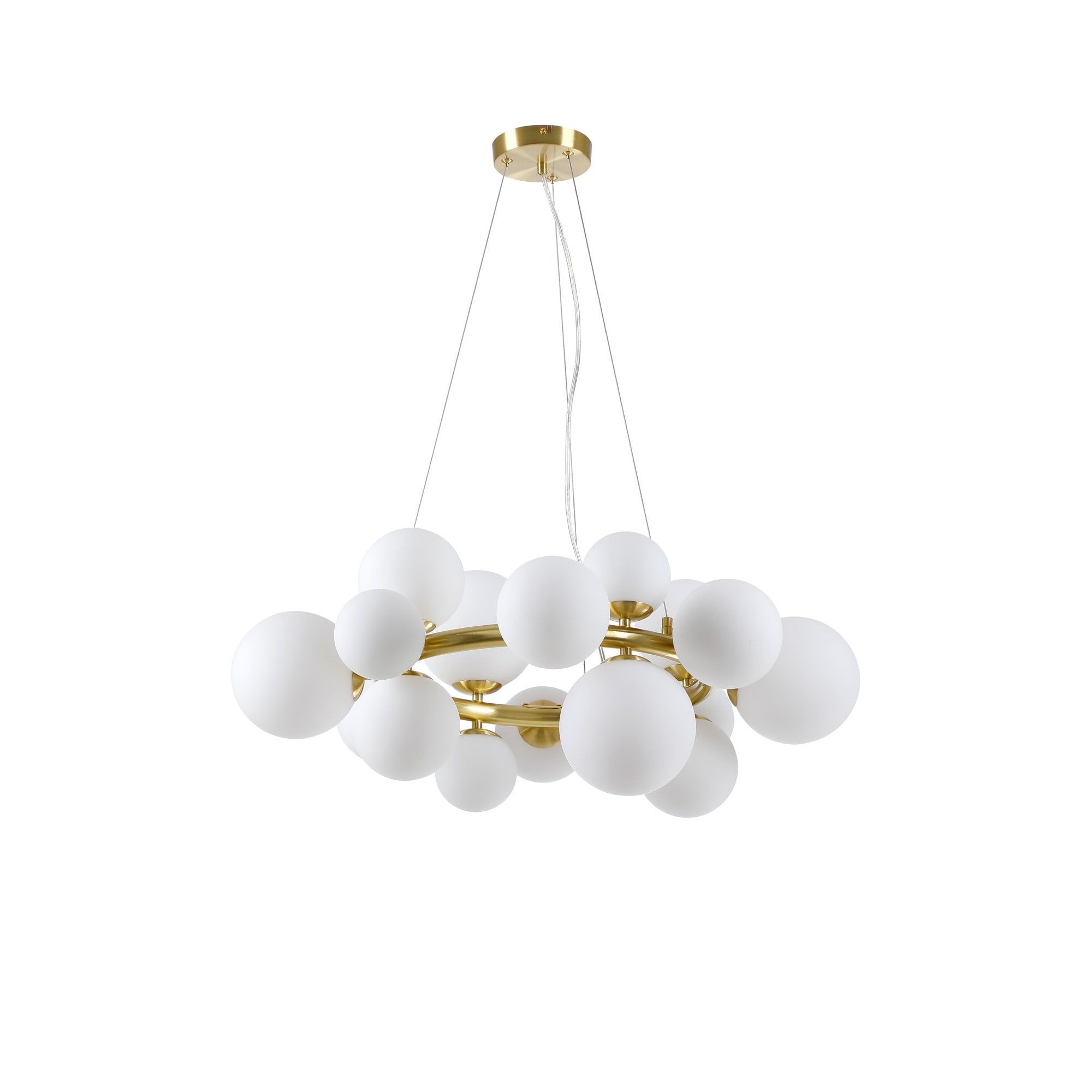 NL9320/OP9 Prague 16 Light Circular Pendant Satin Gold Opal