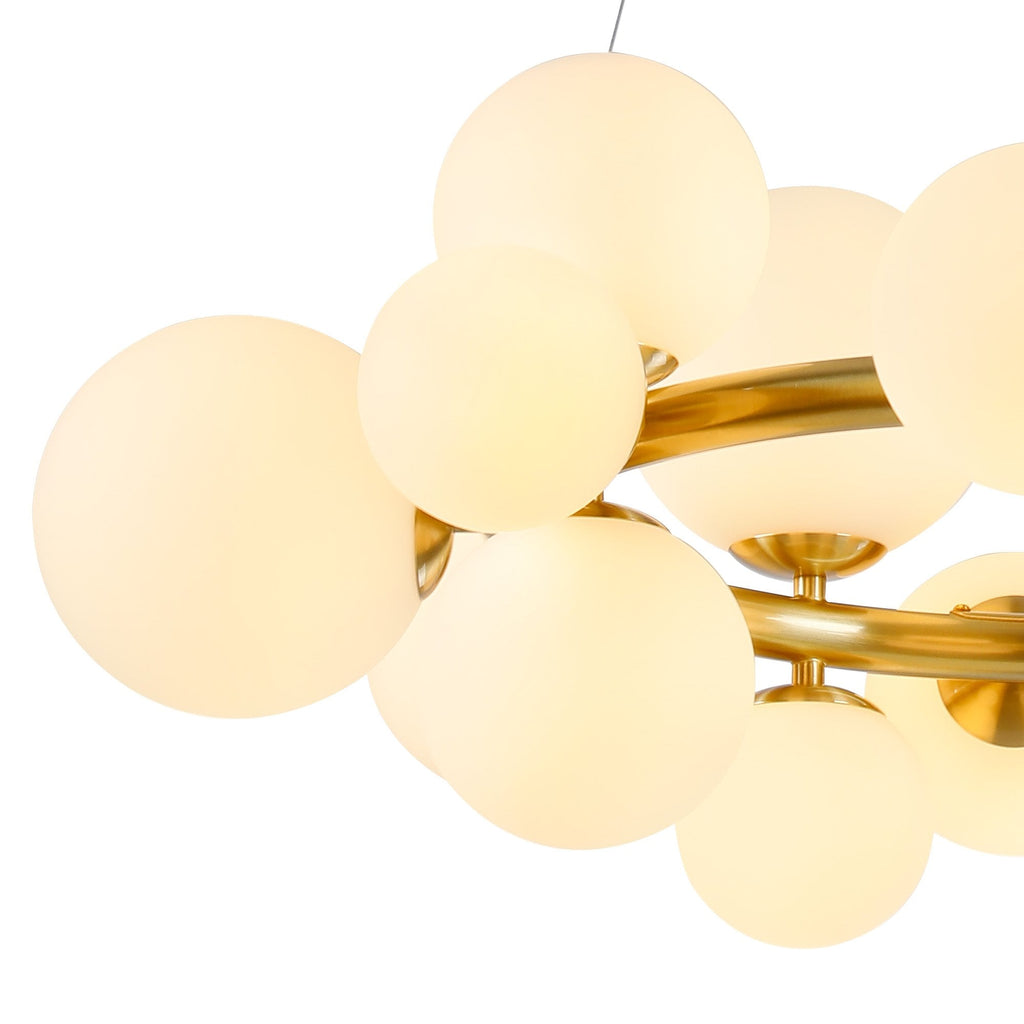 NL9320/OP9 Prague 16 Light Circular Pendant Satin Gold Opal