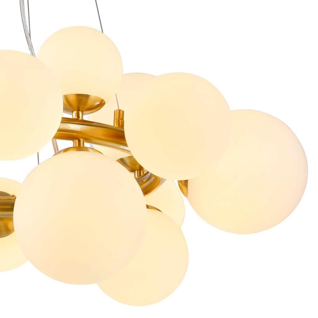 NL9320/OP9 Prague 16 Light Circular Pendant Satin Gold Opal