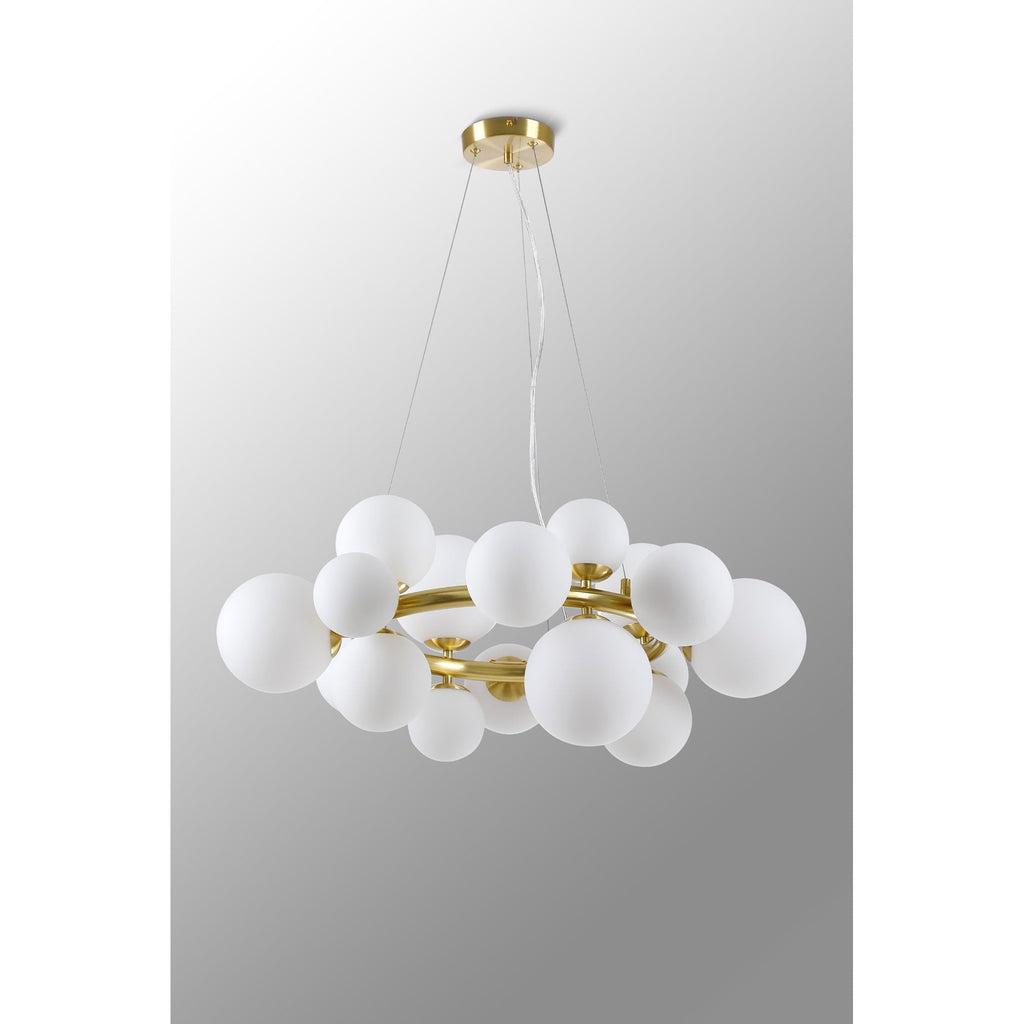 NL9320/OP9 Prague 16 Light Circular Pendant Satin Gold Opal