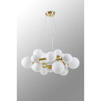 NL9320/OP9 Prague 16 Light Circular Pendant Satin Gold Opal