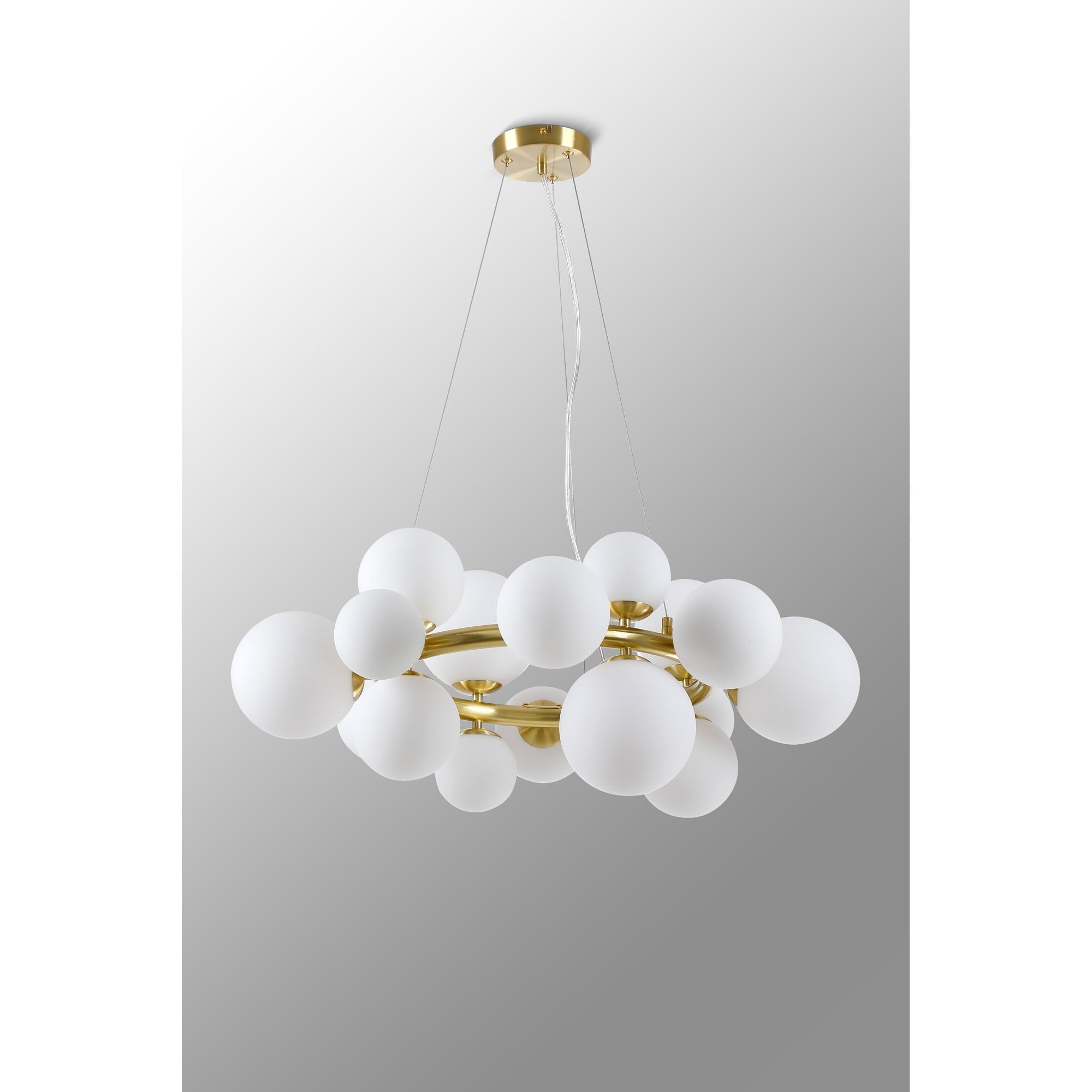 NL9320/OP9 Prague 16 Light Circular Pendant Satin Gold Opal