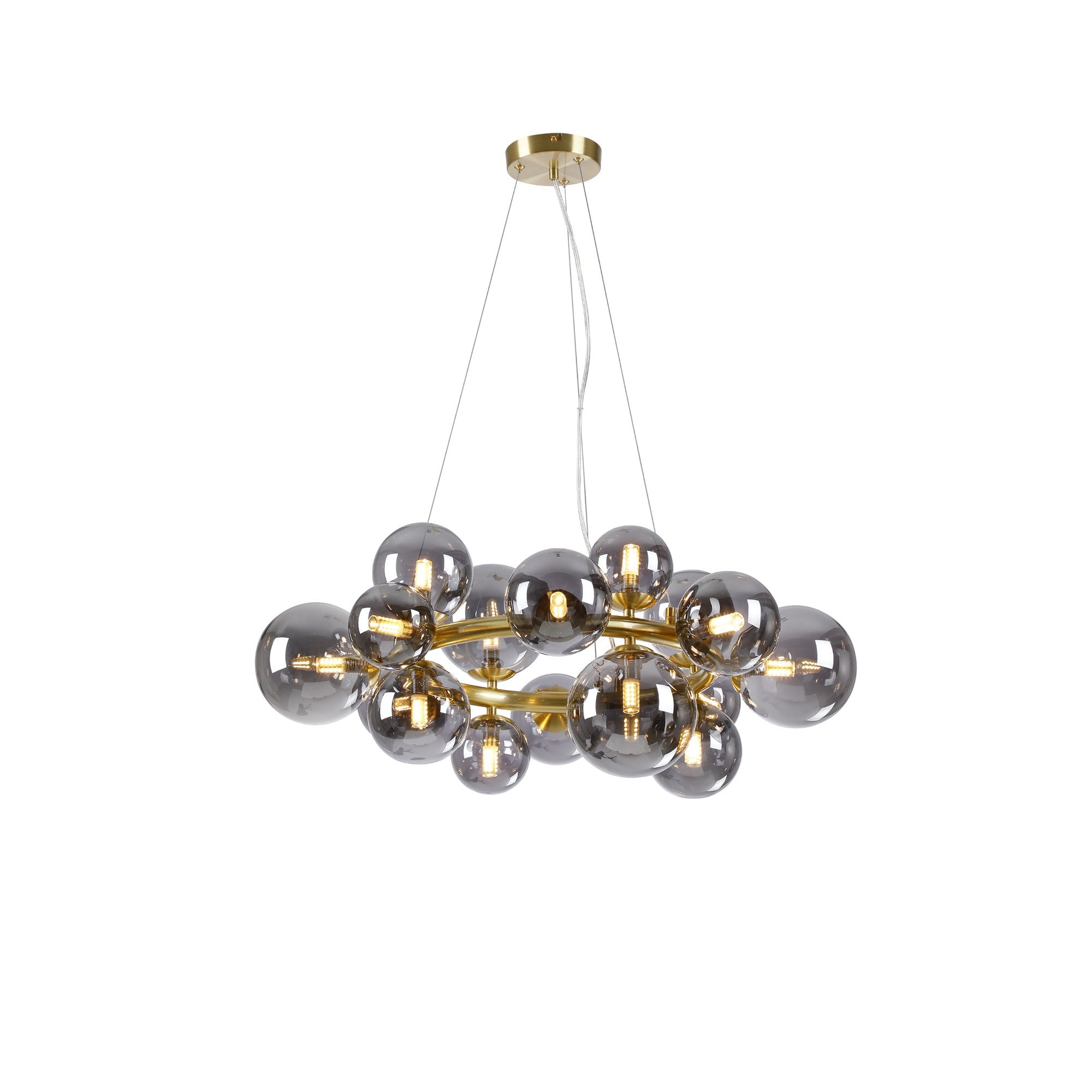 NL9320/SM9 Prague 16 Light Circular Pendant Satin Gold Smoke Plated