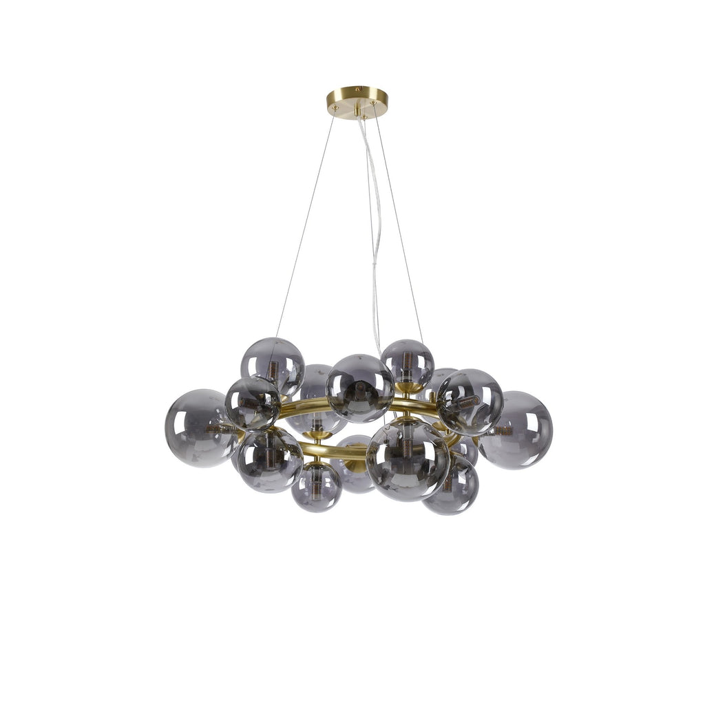NL9320/SM9 Prague 16 Light Circular Pendant Satin Gold Smoke Plated