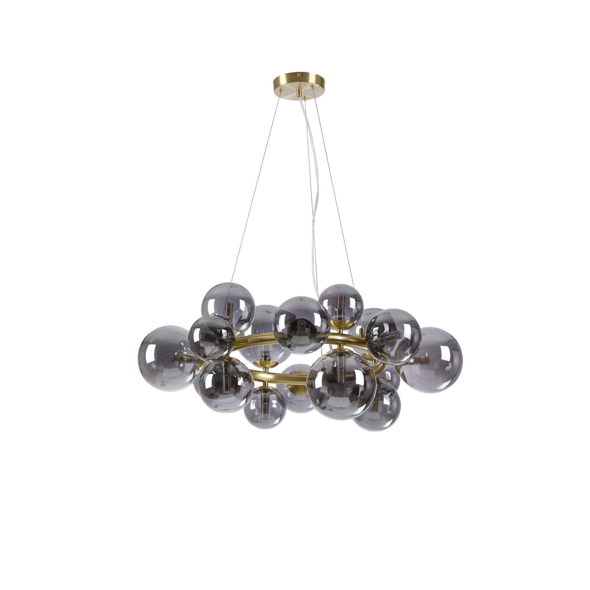 NL9320/SM9 Prague 16 Light Circular Pendant Satin Gold Smoke Plated