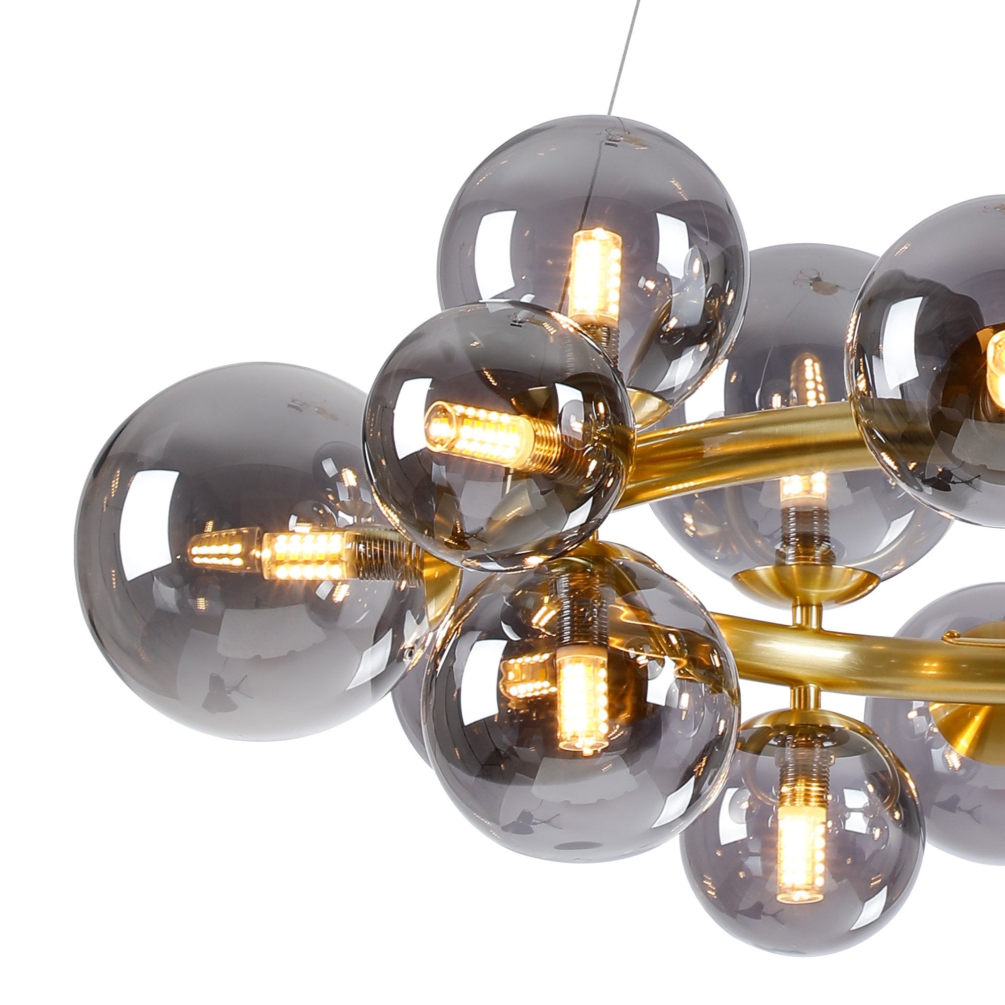 NL9320/SM9 Prague 16 Light Circular Pendant Satin Gold Smoke Plated