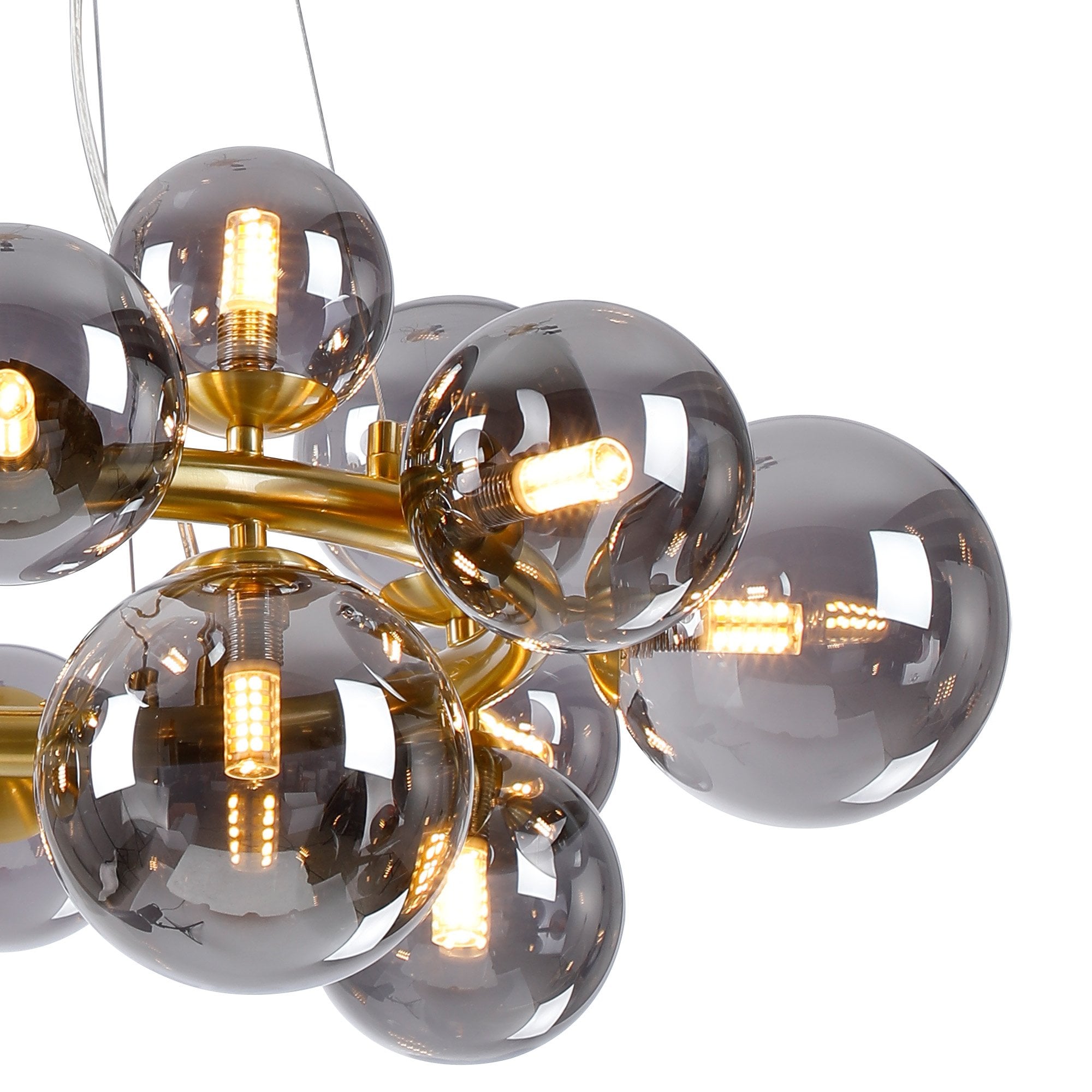 NL9320/SM9 Prague 16 Light Circular Pendant Satin Gold Smoke Plated