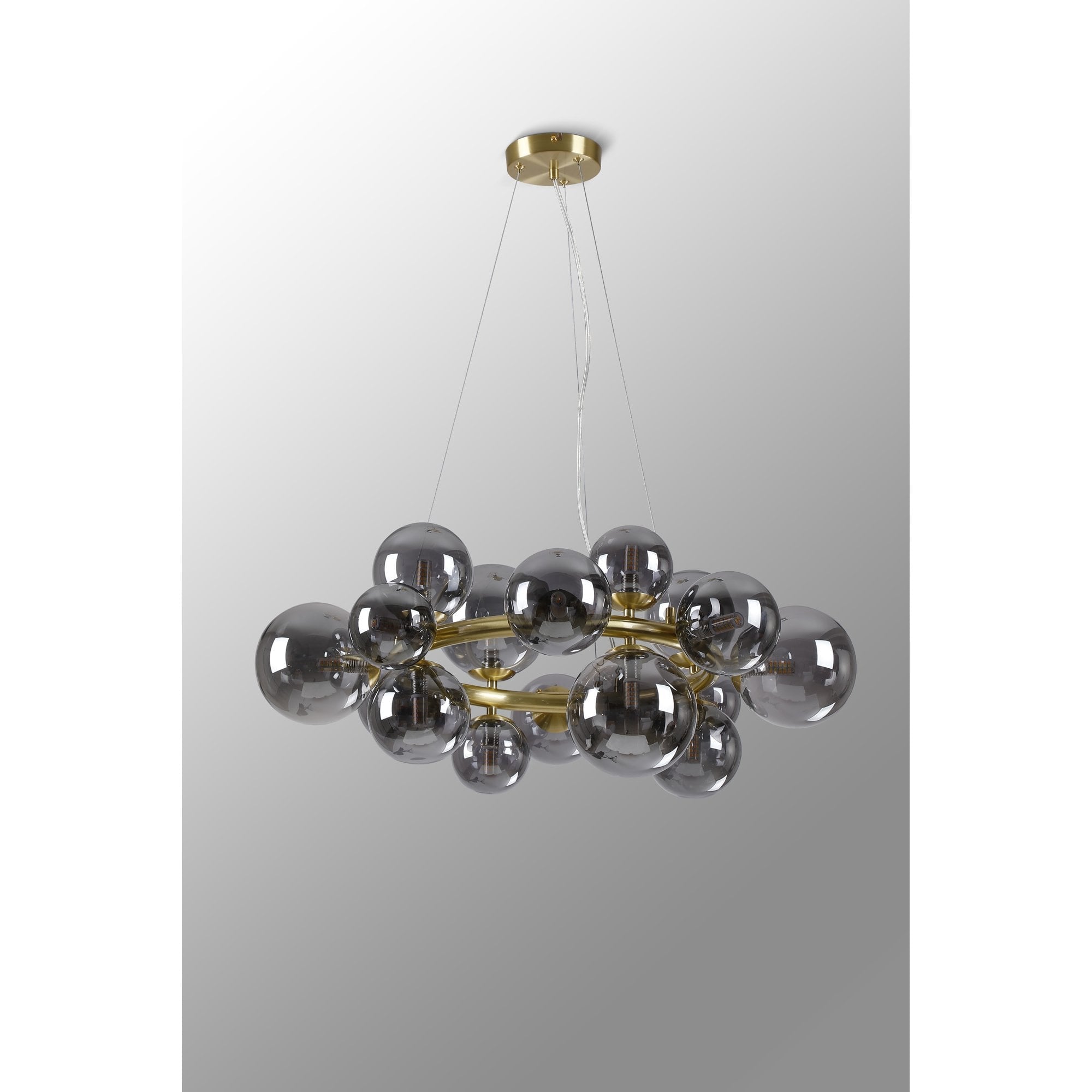 NL9320/SM9 Prague 16 Light Circular Pendant Satin Gold Smoke Plated