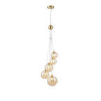 NL9321/AM9 Prague 5 Light Pendant Satin Gold Amber Plated