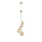 NL9321/AM9 Prague 5 Light Pendant Satin Gold Amber Plated