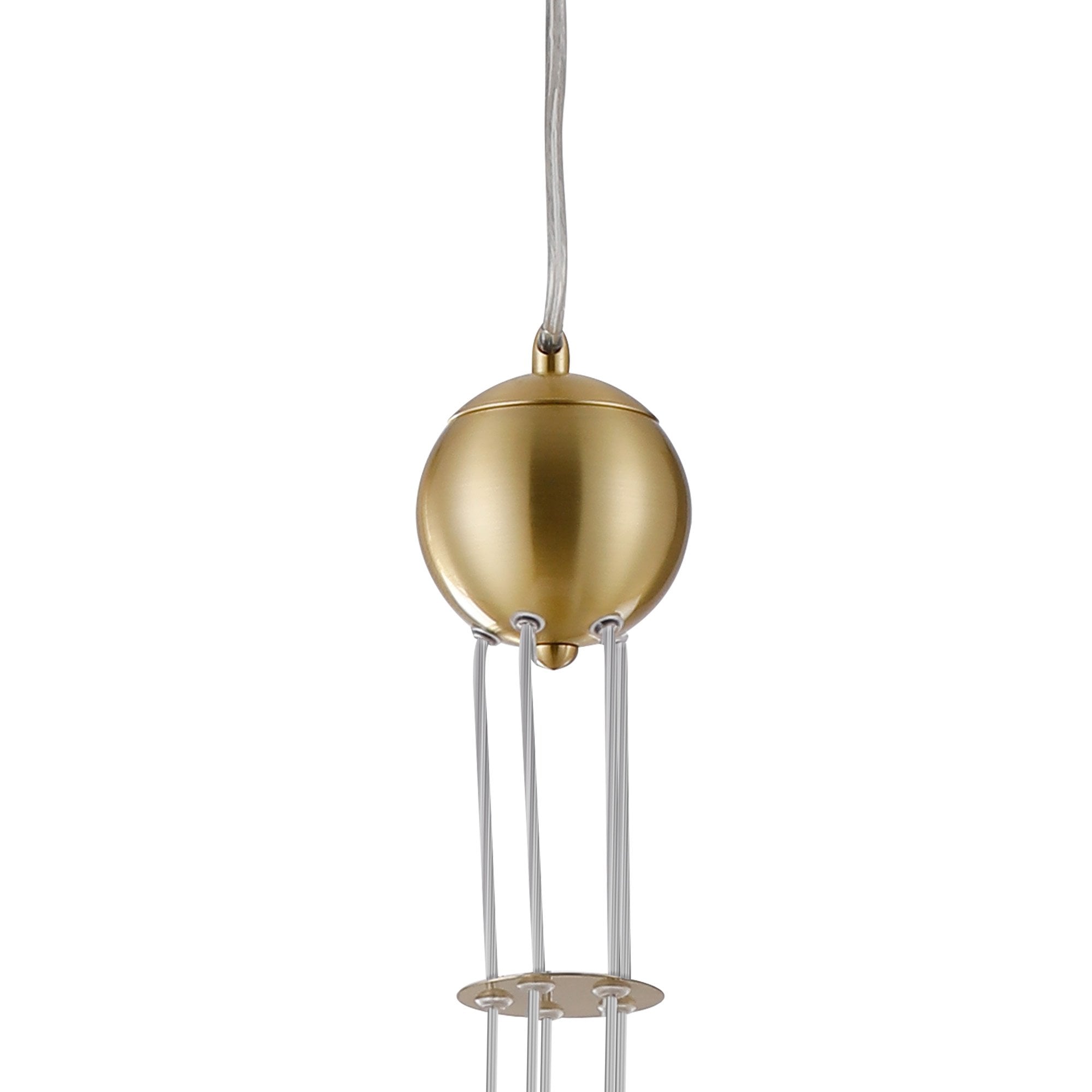 NL9321/AM9 Prague 5 Light Pendant Satin Gold Amber Plated