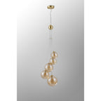 NL9321/AM9 Prague 5 Light Pendant Satin Gold Amber Plated