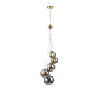 NL9321/CH9 Prague 5 Light Pendant Satin Gold Chrome Plated