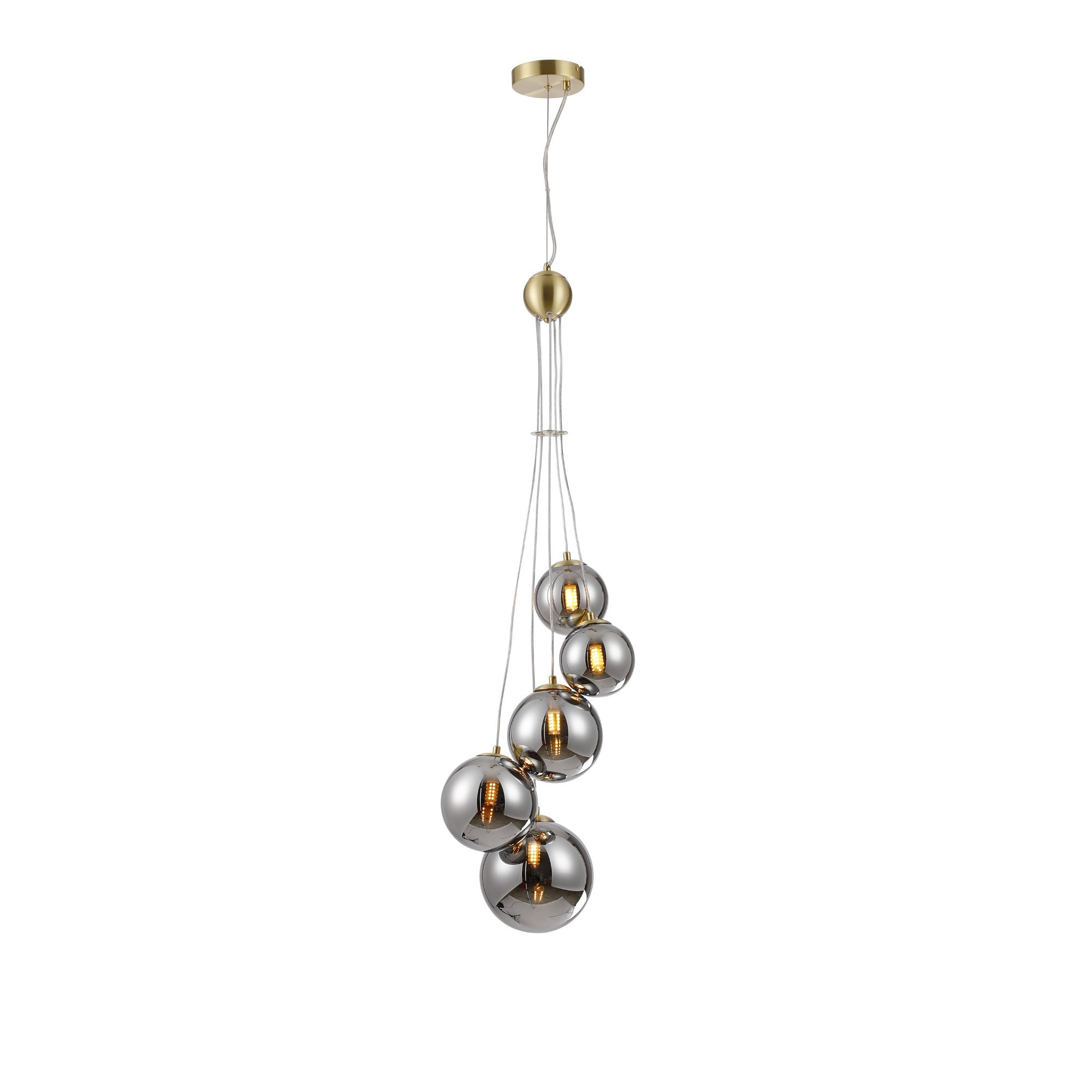 NL9321/CH9 Prague 5 Light Pendant Satin Gold Chrome Plated