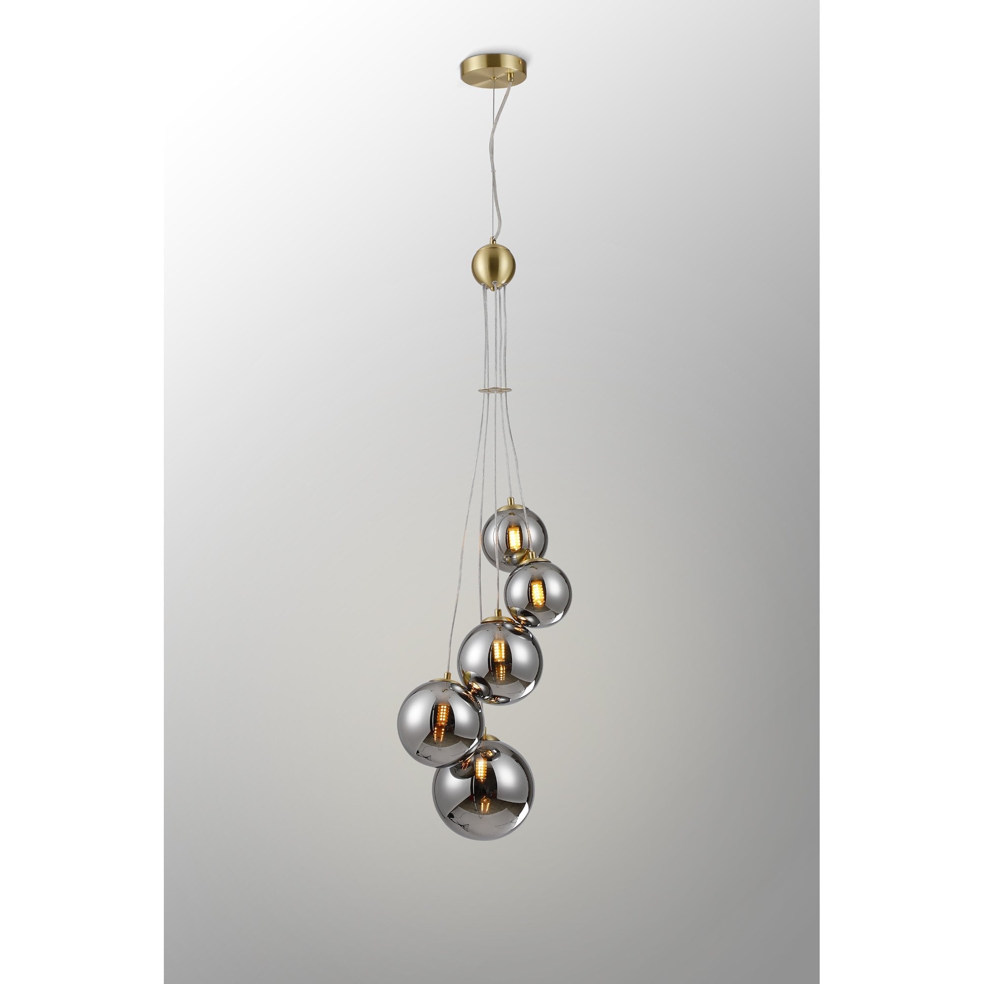 NL9321/CH9 Prague 5 Light Pendant Satin Gold Chrome Plated