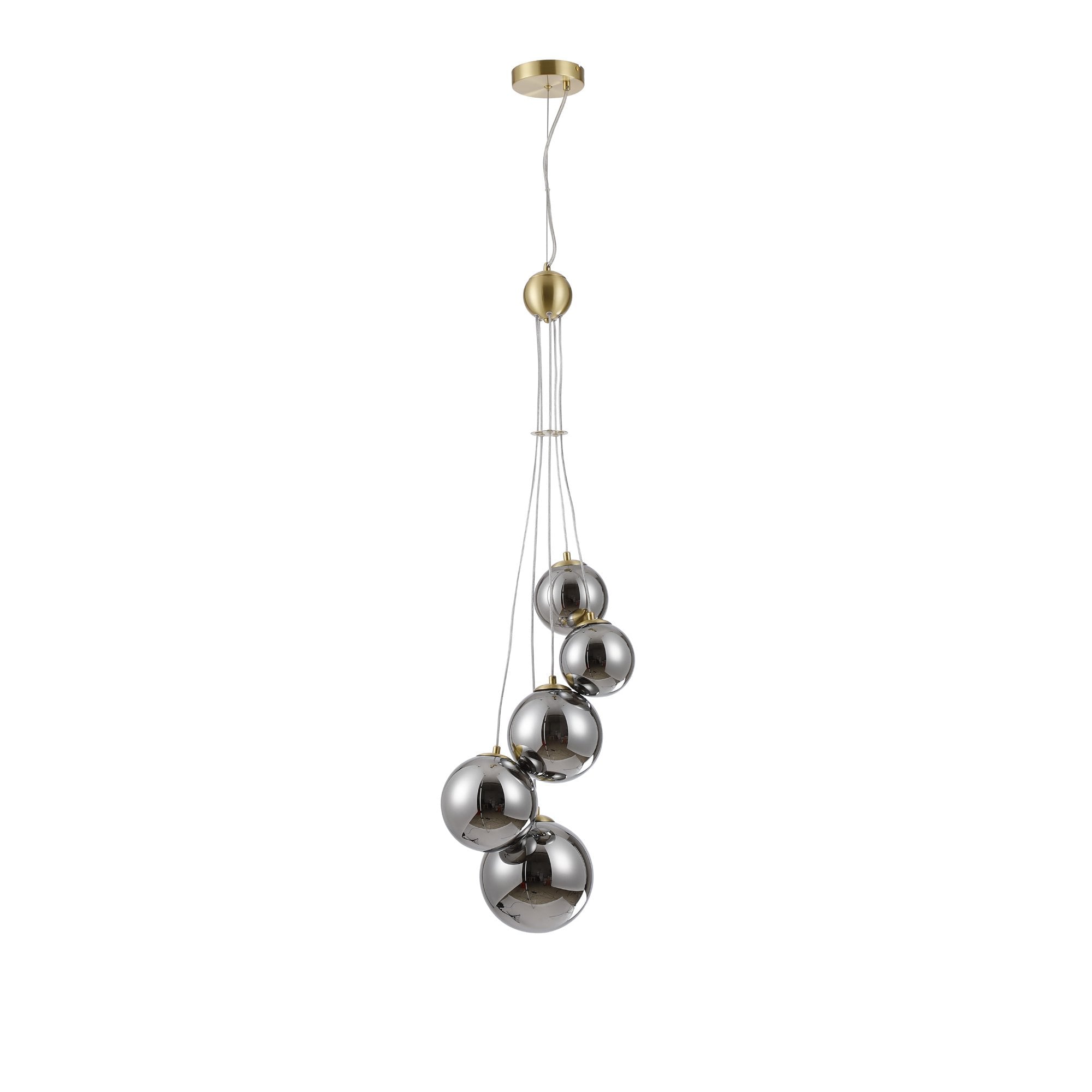 NL9321/CH9 Prague 5 Light Pendant Satin Gold Chrome Plated