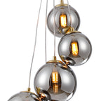 NL9321/CH9 Prague 5 Light Pendant Satin Gold Chrome Plated