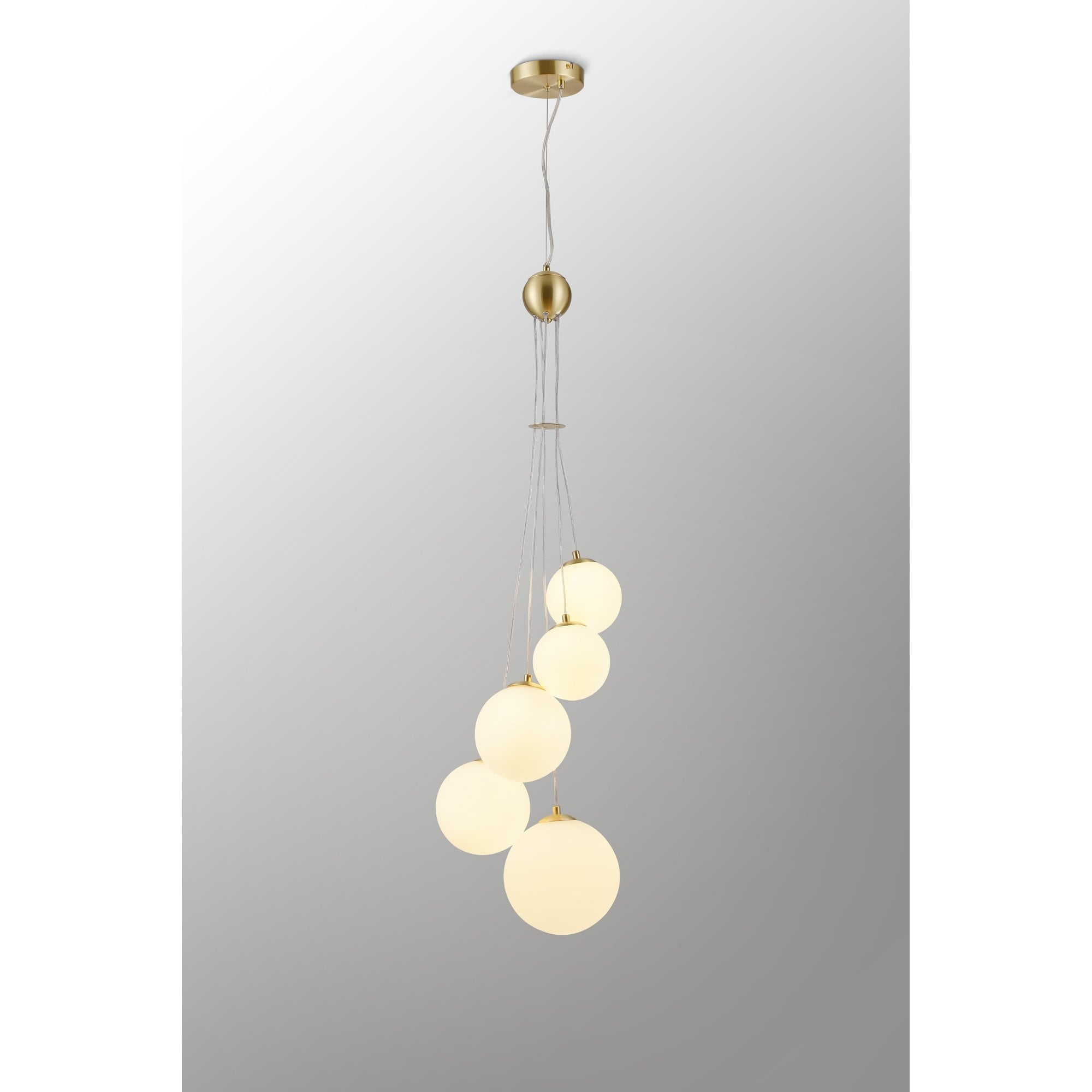 NL9321/OP9 Prague 5 Light Pendant Satin Gold Opal