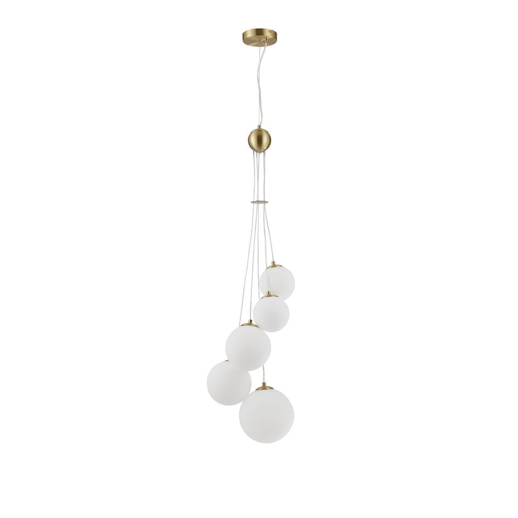 NL9321/OP9 Prague 5 Light Pendant Satin Gold Opal