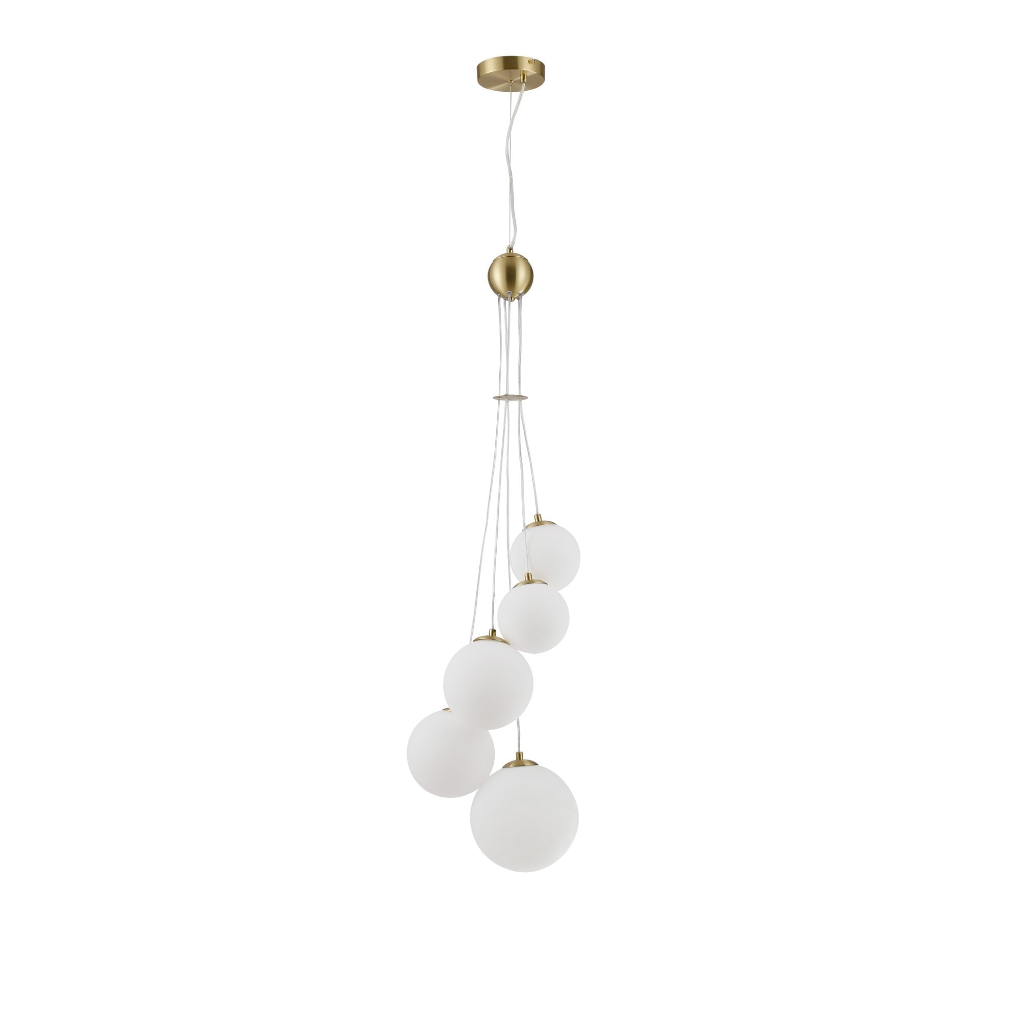 NL9321/OP9 Prague 5 Light Pendant Satin Gold Opal