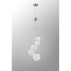 NL9321/OP9 Prague 5 Light Pendant Satin Gold Opal