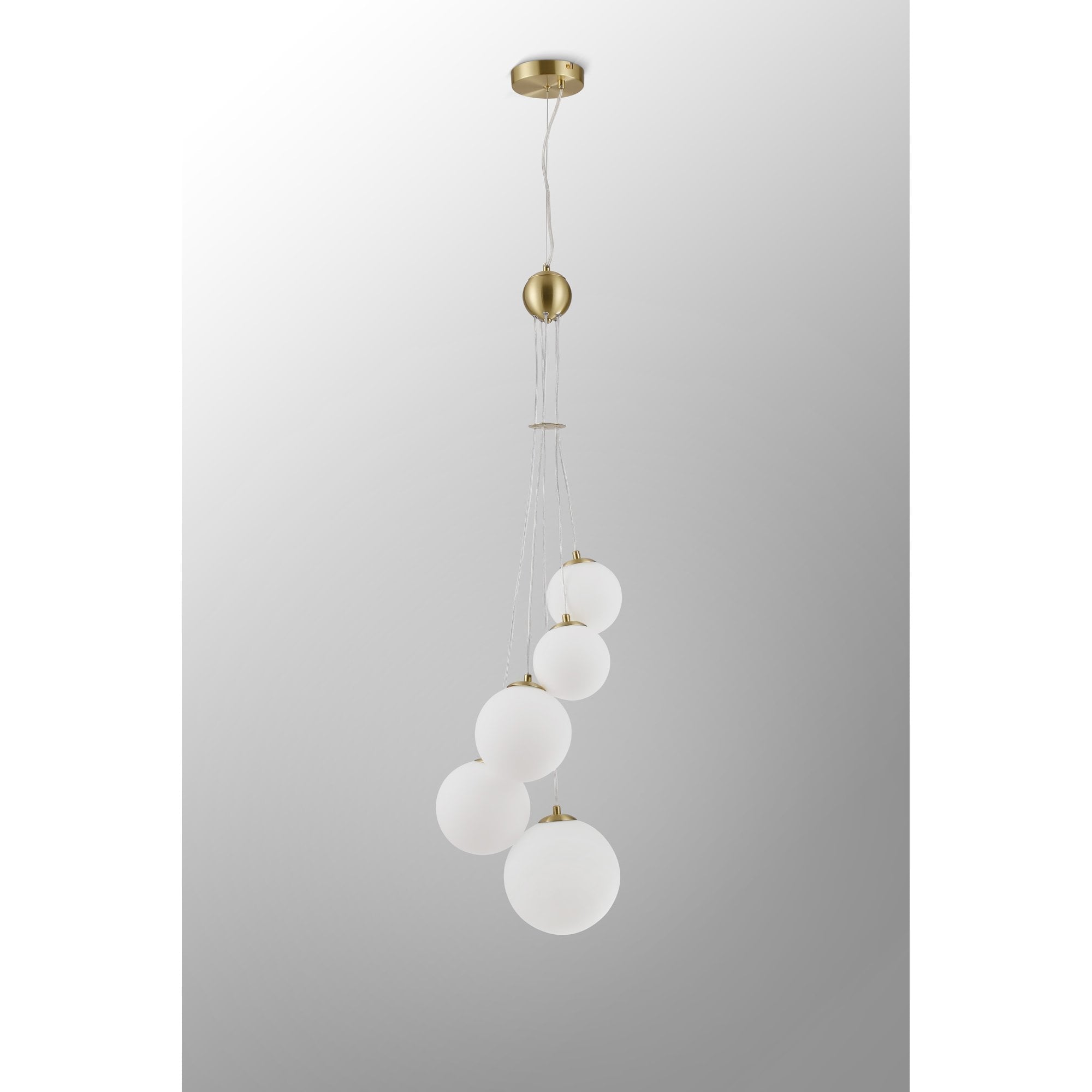 NL9321/OP9 Prague 5 Light Pendant Satin Gold Opal