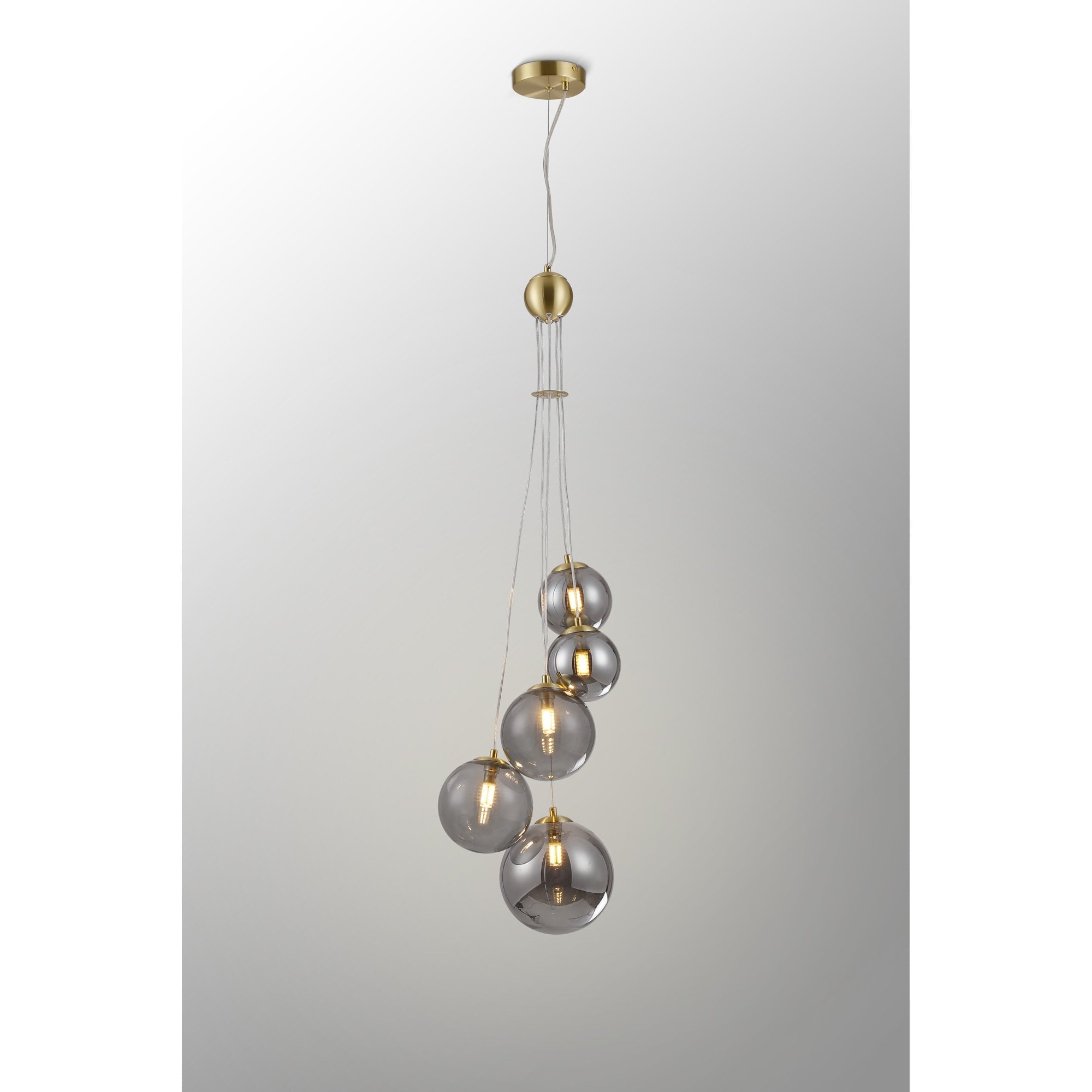 NL9321/SM9 Prague 5 Light Pendant Satin Gold Smoke Plated