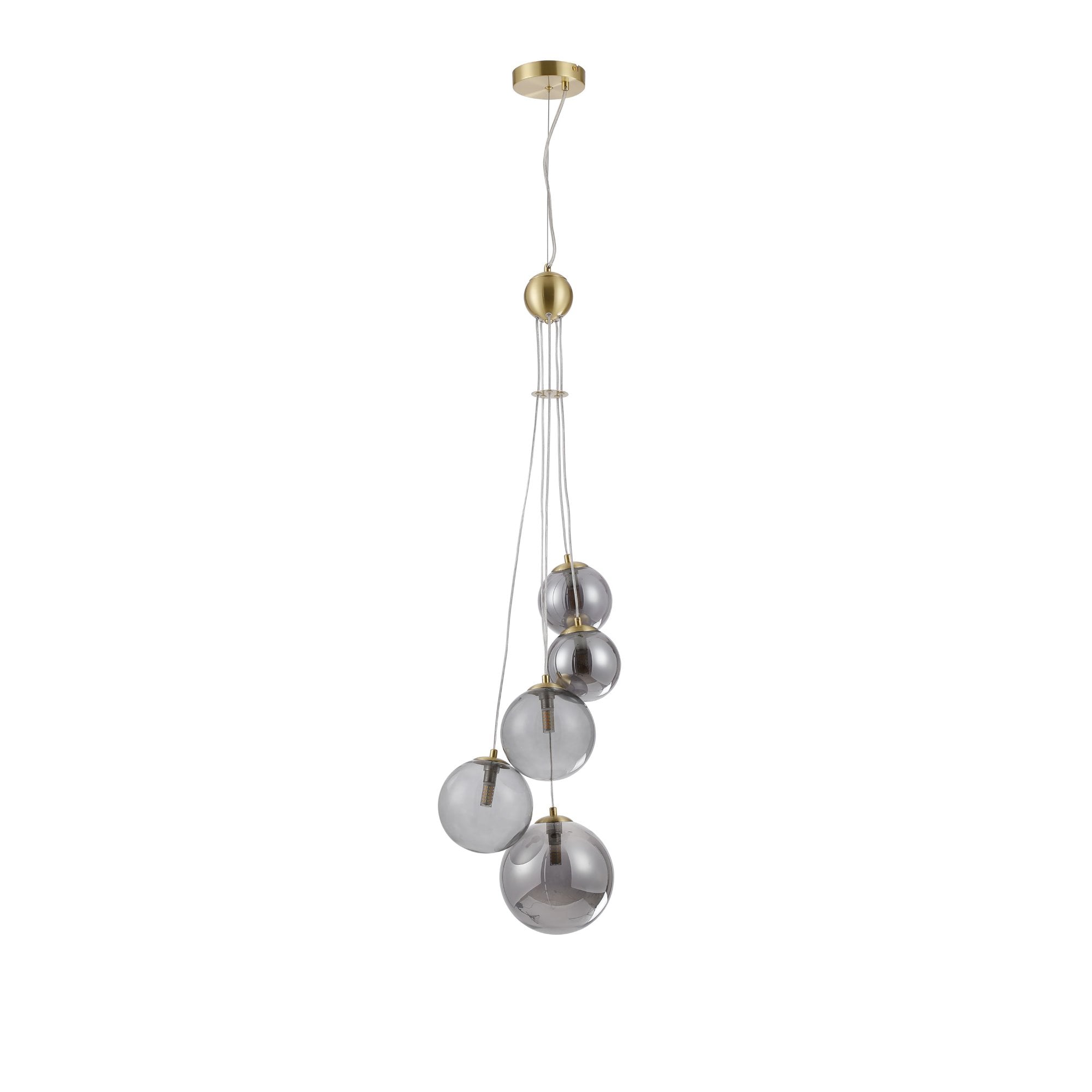 NL9321/SM9 Prague 5 Light Pendant Satin Gold Smoke Plated