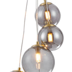 NL9321/SM9 Prague 5 Light Pendant Satin Gold Smoke Plated