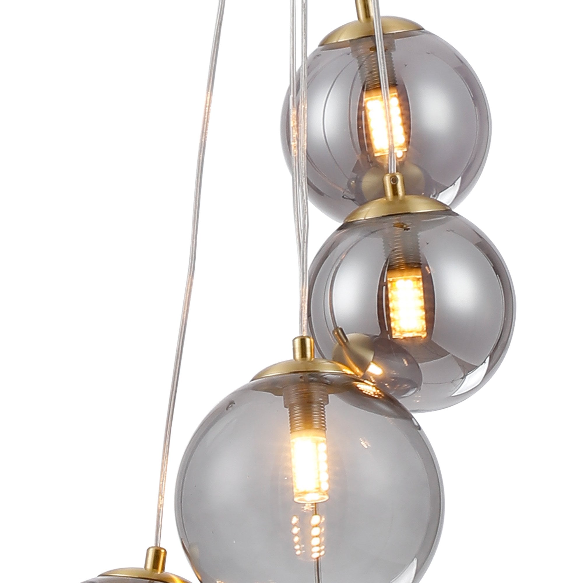 NL9321/SM9 Prague 5 Light Pendant Satin Gold Smoke Plated