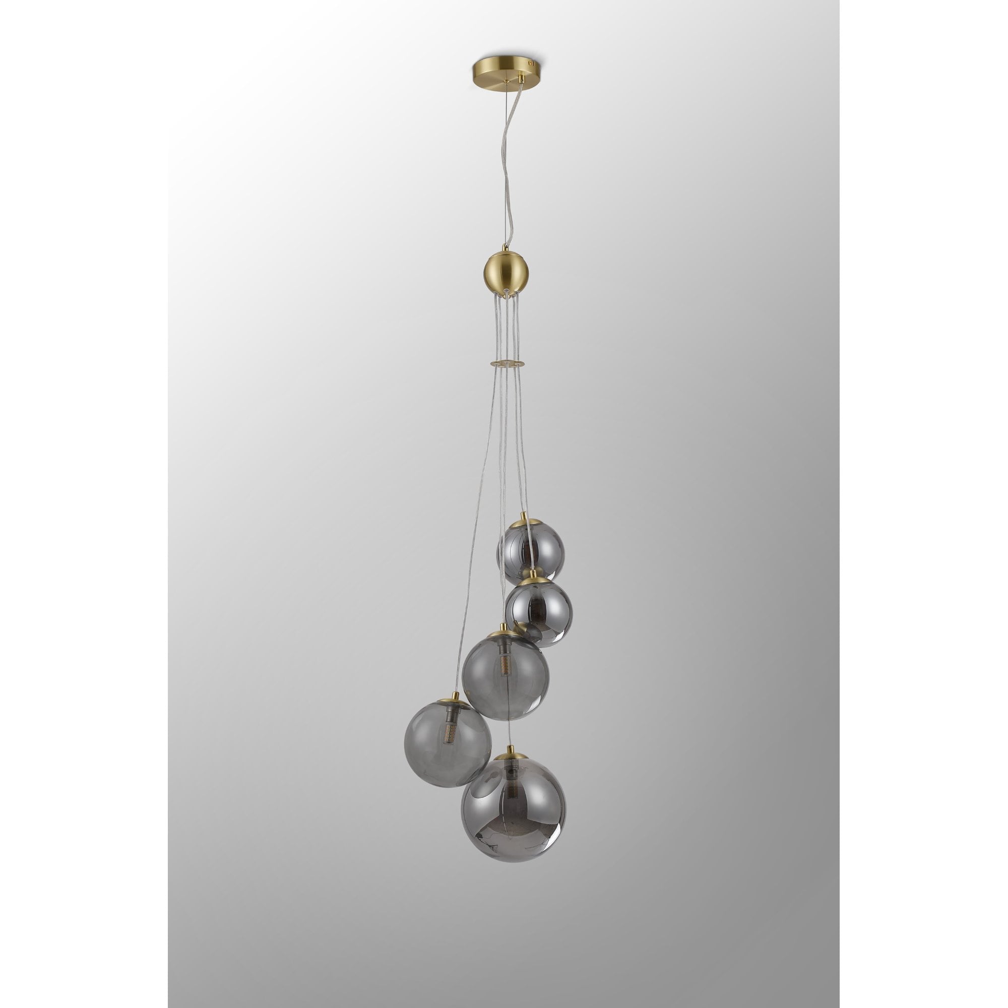 NL9321/SM9 Prague 5 Light Pendant Satin Gold Smoke Plated