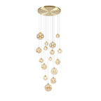 NL9322/AM9 Prague 16 Light Pendant Satin Gold Amber Plated