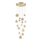 NL9322/AM9 Prague 16 Light Pendant Satin Gold Amber Plated