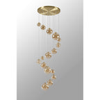 NL9322/AM9 Prague 16 Light Pendant Satin Gold Amber Plated