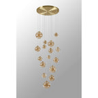 NL9322/AM9 Prague 16 Light Pendant Satin Gold Amber Plated