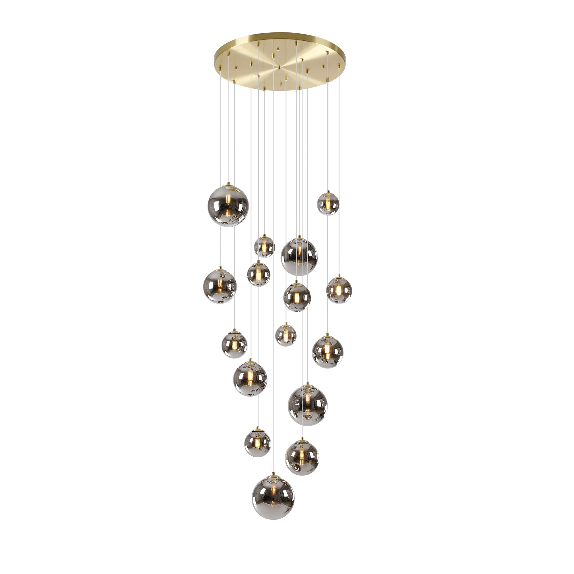 NL9322/CH9 Prague 16 Light Pendant Satin Gold Chrome Plated