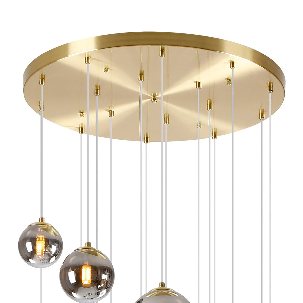 NL9322/CH9 Prague 16 Light Pendant Satin Gold Chrome Plated