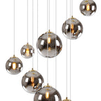 NL9322/CH9 Prague 16 Light Pendant Satin Gold Chrome Plated