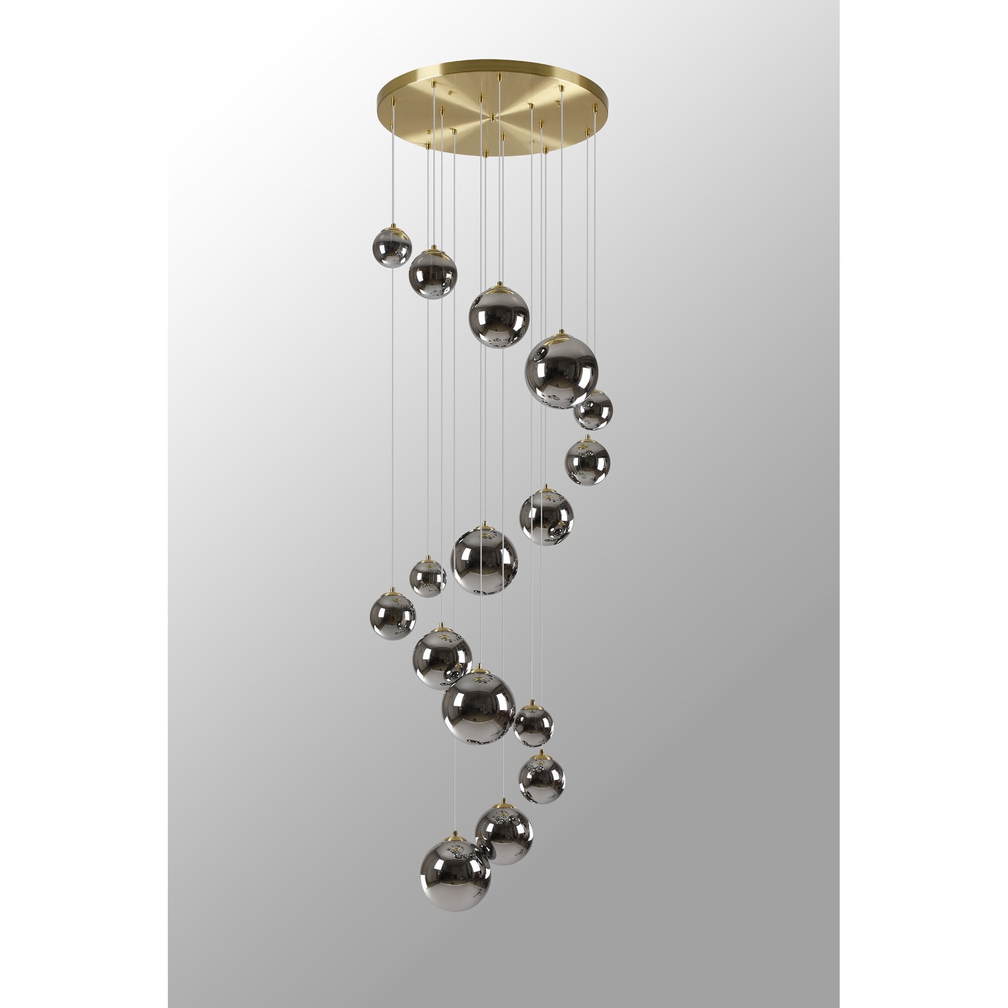 NL9322/CH9 Prague 16 Light Pendant Satin Gold Chrome Plated