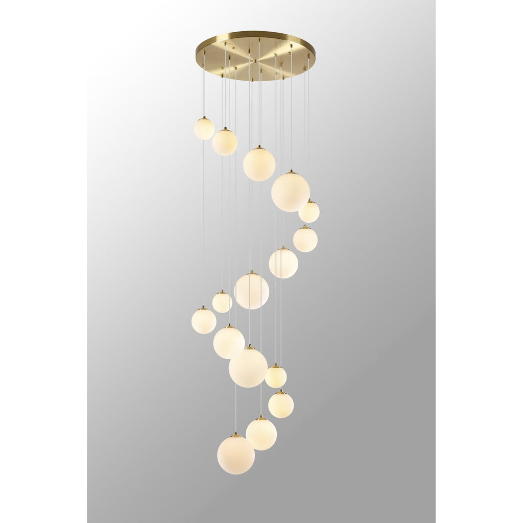 NL9322/OP9 Prague 16 Light Pendant Satin Gold Opal