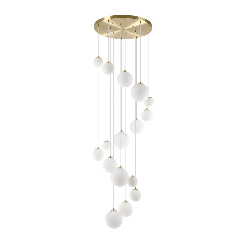 NL9322/OP9 Prague 16 Light Pendant Satin Gold Opal