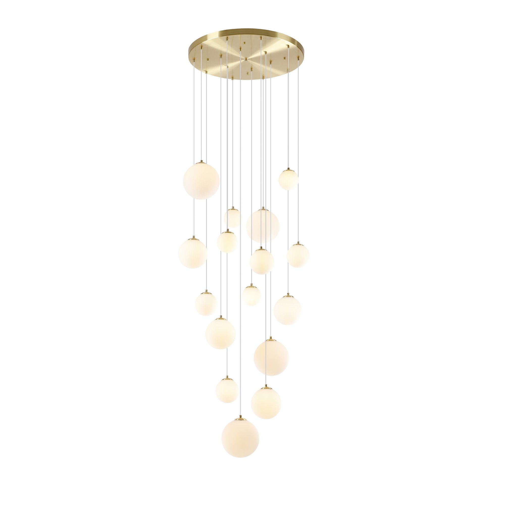 NL9322/OP9 Prague 16 Light Pendant Satin Gold Opal