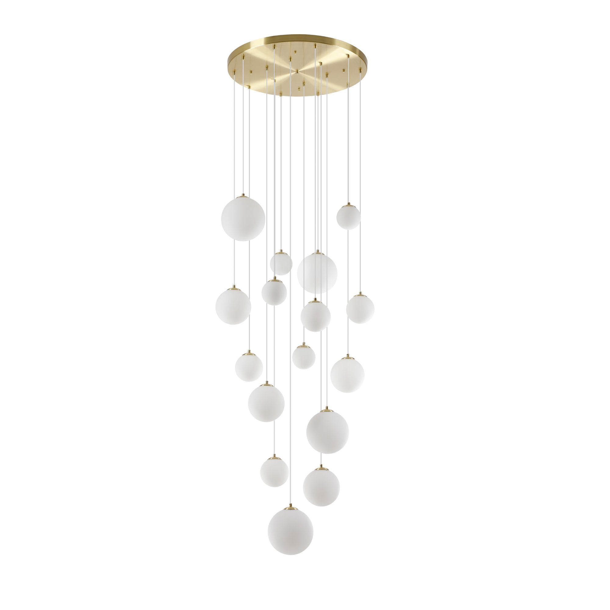 NL9322/OP9 Prague 16 Light Pendant Satin Gold Opal