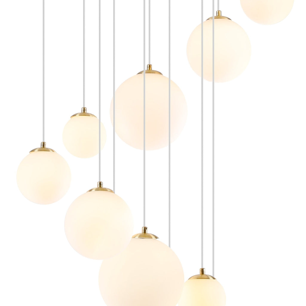 NL9322/OP9 Prague 16 Light Pendant Satin Gold Opal