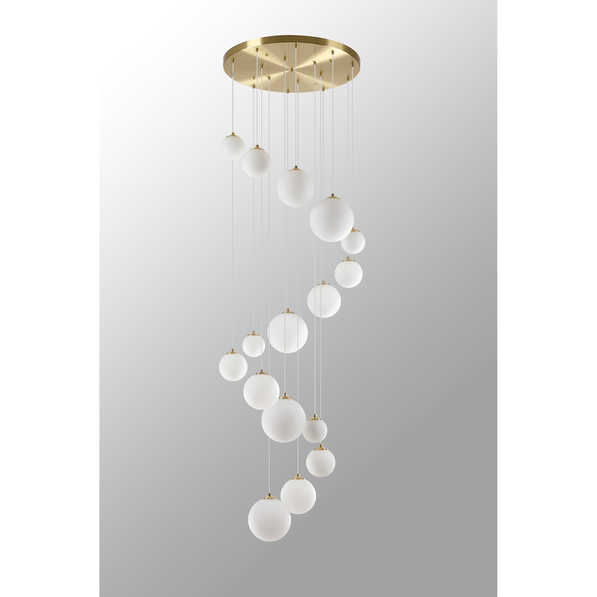 NL9322/OP9 Prague 16 Light Pendant Satin Gold Opal