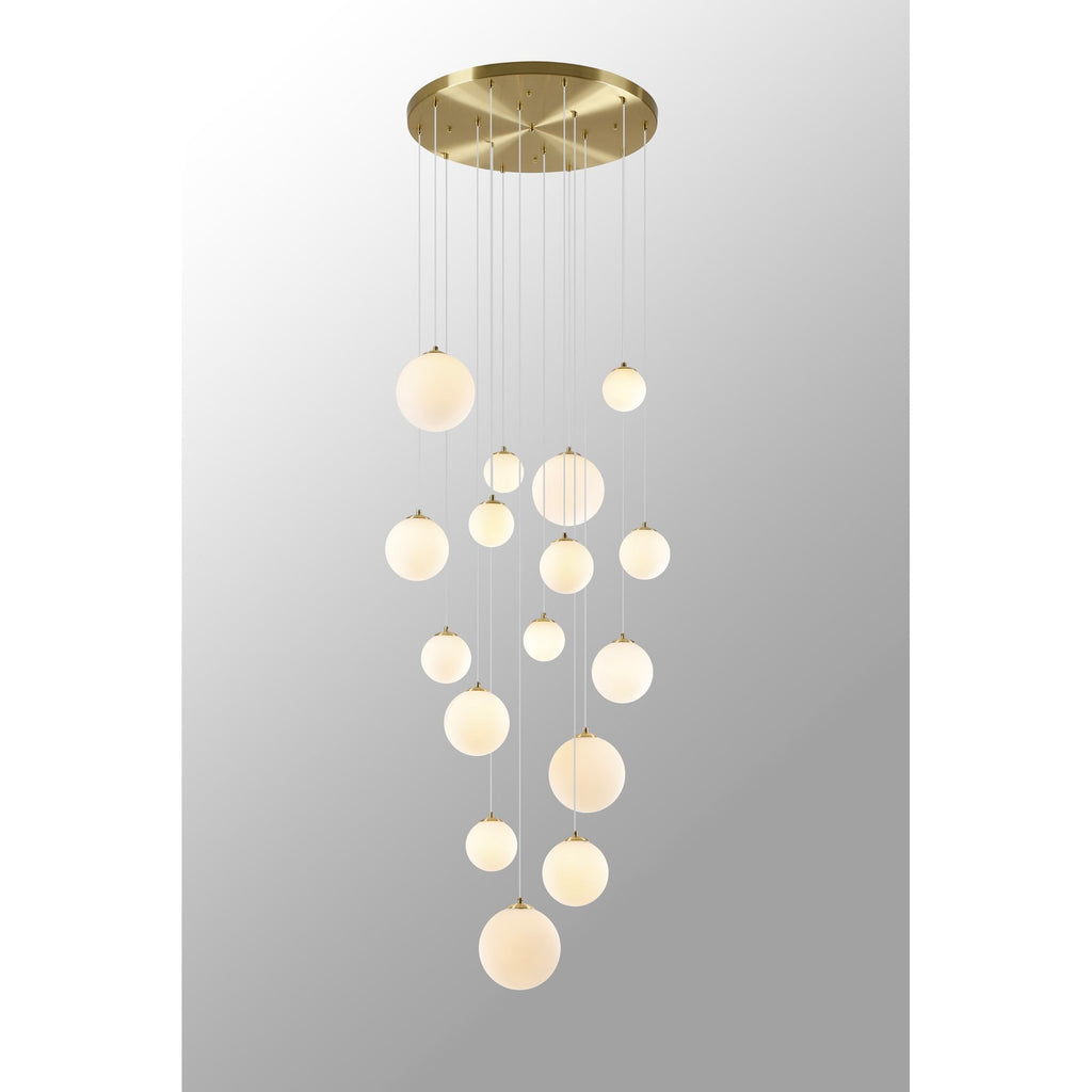 NL9322/OP9 Prague 16 Light Pendant Satin Gold Opal