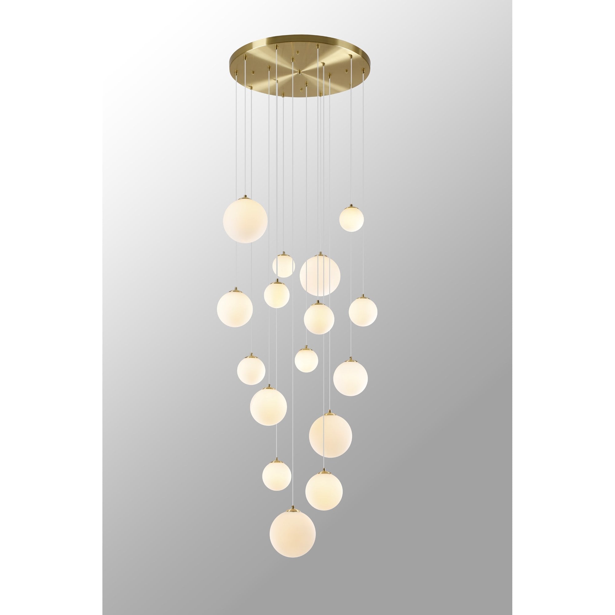 NL9322/OP9 Prague 16 Light Pendant Satin Gold Opal